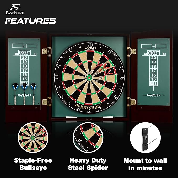 EastPoint Sports Bristle Dartboard and Cabinet Sets- Features Easy Assembly - Complete with All Accessories