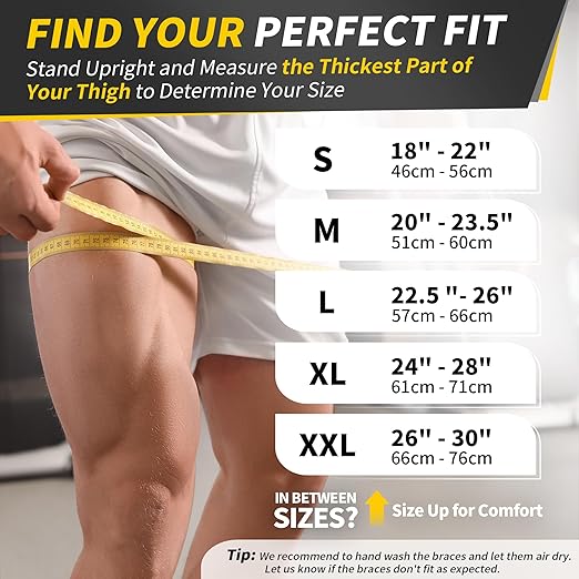 CAMBIVO Thigh Compression Sleeves - Hamstring & Quad Support with Hot & Cold Gel Pack - Upper Leg Braces for Sciatica Pain Relief, Pulled Muscle Strains, Two Adjustable Non-Slip Straps