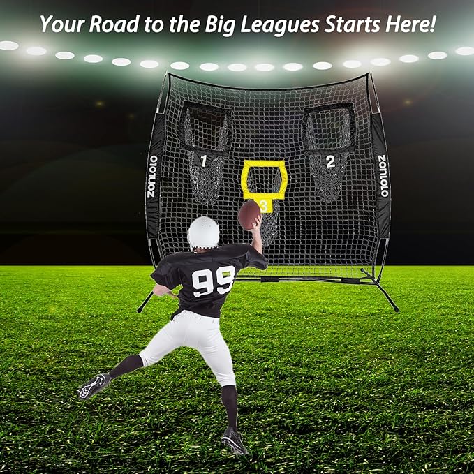 6x6ft Football Training Net, Football Throwing Net with 3 Target Pockets, Portable QB Throwing Practice Equipment with Small Carry Bag,Most Suitable for Kids