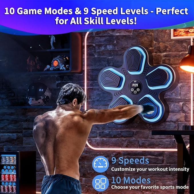 Music Boxing Machine, Bluetooth Smart Boxing Machine Adult and Children's Wall Target Punching Training, Reflex Punch Boxing Machine Boxing Training Equipment for Home, Office and Gym