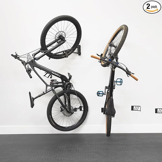 StoreYourBoard SwivelStow Mountain Bike Storage Rack 2 Pack – Heavy Duty Bike Hanger, No-Lift Bike Wall Mount for Garage Bike Storage, MTB and E-Bike, Holds 70 lbs, Patent-Pending