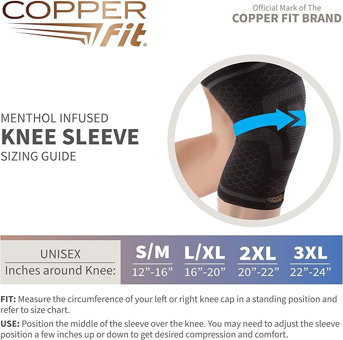 Copper Fit ICE Knee Compression Sleeve Infused with Menthol
