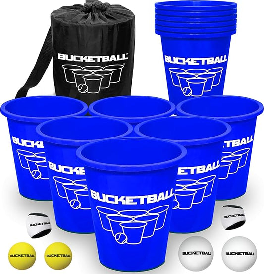 BucketBall | Team Color Edition | Combo Pack (Navy Blue/Navy Blue): Original Yard Pong Game: Best Camping, Beach, Lawn, Outdoor, Family, Adult, Tailgate, Jumbo, Giant Game