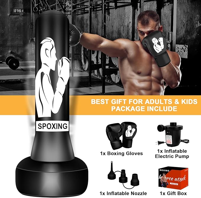 Standing Punching Bag for Adults, 70" Punching Bag Stand, Boxing Heavy Bag with Stand, Freestanding for Adults Men MMA Thai Fitness Karate Muay Beginners