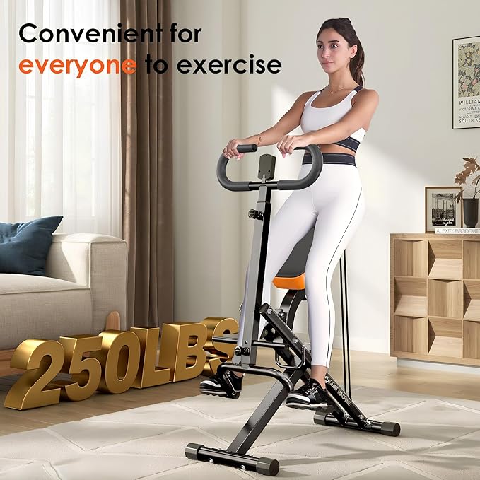 SogesHome Squat Machine Rowing Machines for Home Foldable, Fitness Rowing Machine Row and Ride Squat Machine with Adjustable 2 Resistance Bands for Workout Exercise, 330 lbs Weight Capacity
