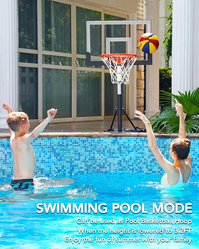 WIN.MAX Basketball Hoop Outdoor with Shatterproof Backboard and Larger Base, Portable Basketball Hoop Goal System Youth/Adults in Backyard/Driveway/Poolside