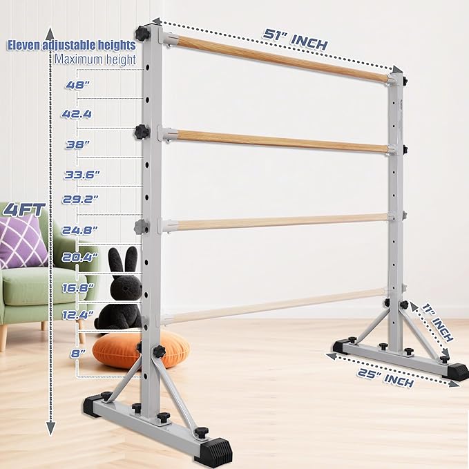Adjustable Ballet Barre,Portable Dance bar,Fitness Equipment for Dance & Balance Excercise,Super Sturdy for Balance Workout,Weight Limit 250 LBS