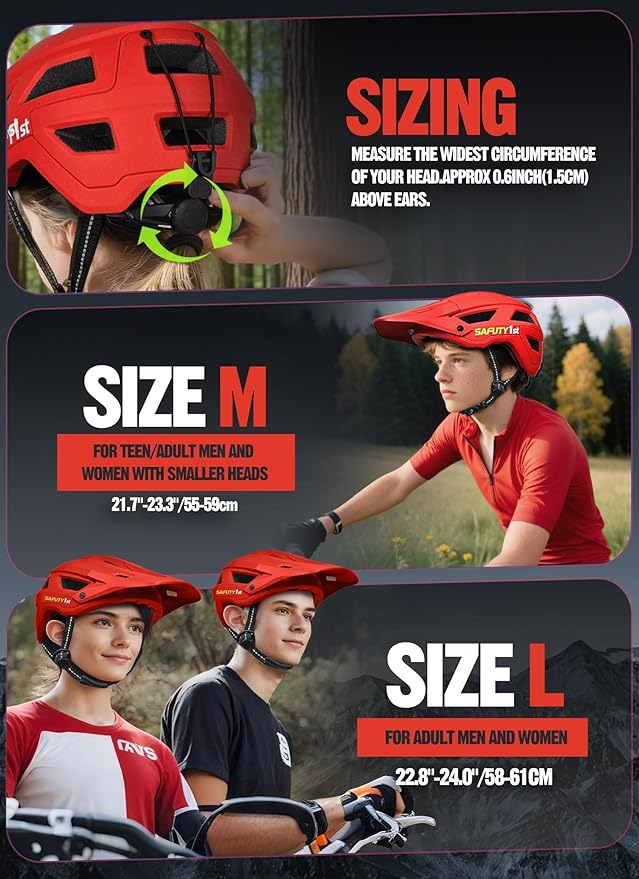 Mountain Bike Helmet for Adults & Youth Lightweight Impact-Resistant with Adjustable Dial & Removable Visor Unisex Helmet for Mountain Biking Bicycle Clcying