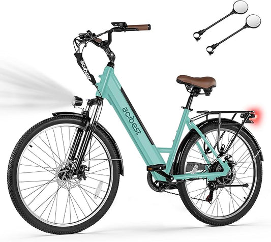 Cores Electric Bike for Adults, 26" Electric Commuter Bike with 1200W Peak Motor, 28MPH 70 Miles Max, 48V 576Wh Removable Battery, 7-Speed City Cruiser Mountain E Bike for Commuting