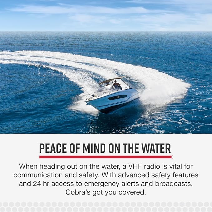 Cobra MR HH350 FLT Handheld Floating VHF Marine Radio - 6 Watt, Submersible, Noise Cancelling Mic, Backlit LCD Display, NOAA Weather, and Memory Scan, White