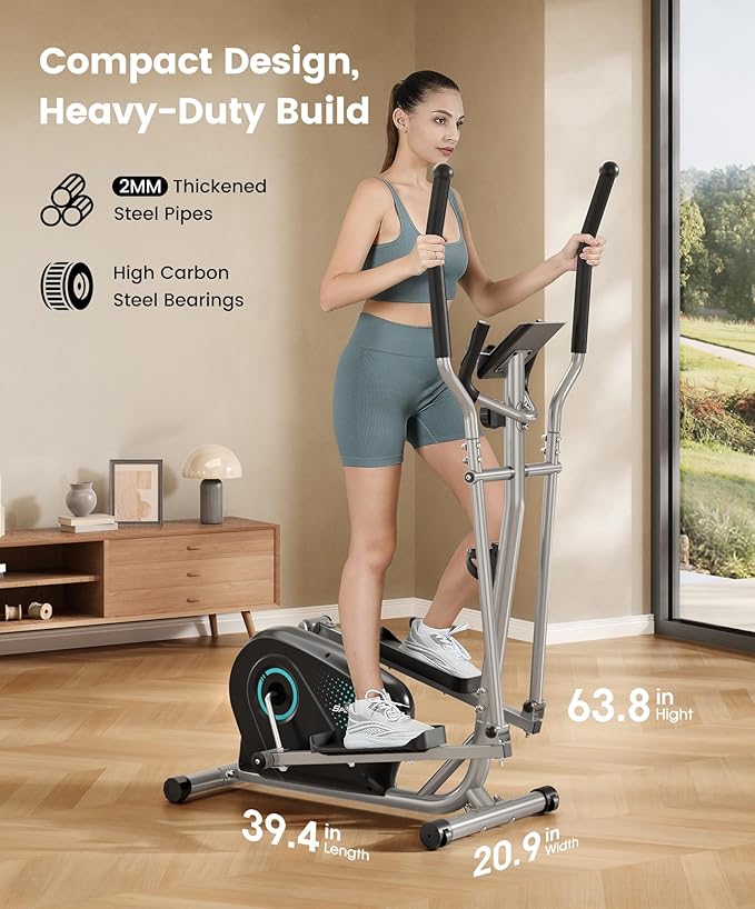 Dripex Elliptical Exercise Machine, Magnetic Elliptical Machine for Home, Hyper-Quiet Elliptical Training Machines w/ 6KG Flywheel, 16 Resistance Levels, Pulse Sensor, LCD Monitor