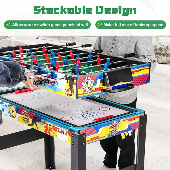 GYMAX 12 in 1 Multi Game Table, 48" Combo Game Table w/Billiards, Foosball, Ping Pong, Hockey, Shuffleboard, Bowling, Chess, Checkers, Backgammon and More for Party, Game Room, Family Night