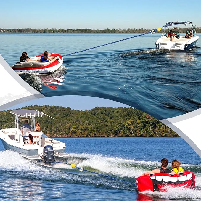 Boat Tow Rope with Stainless Steel, Ropes for Towable Tubes Jet Ski Accessories