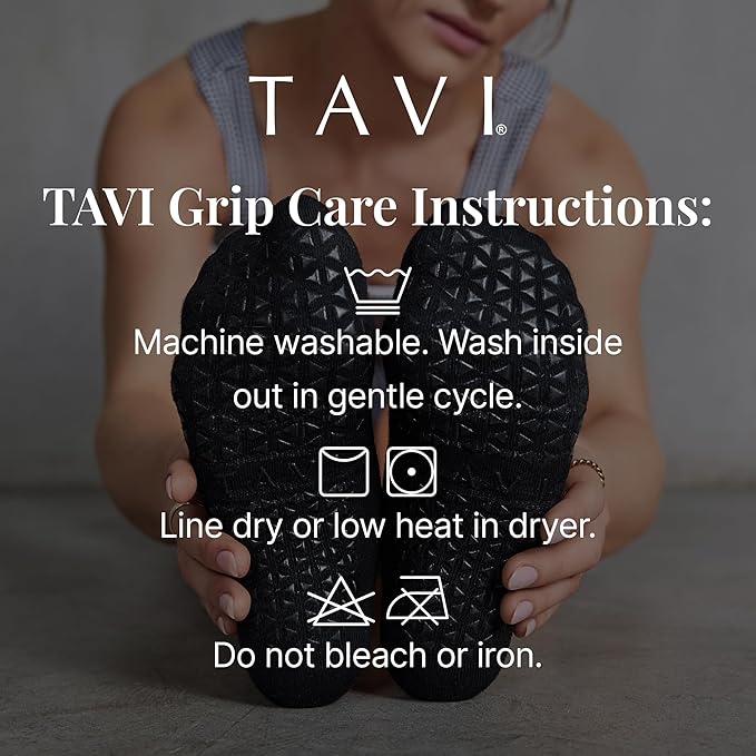 TAVI Kai Fashion Crew Grip Socks - For Slipper Barre, Pilates, and Yoga - with Grips for Women and Men