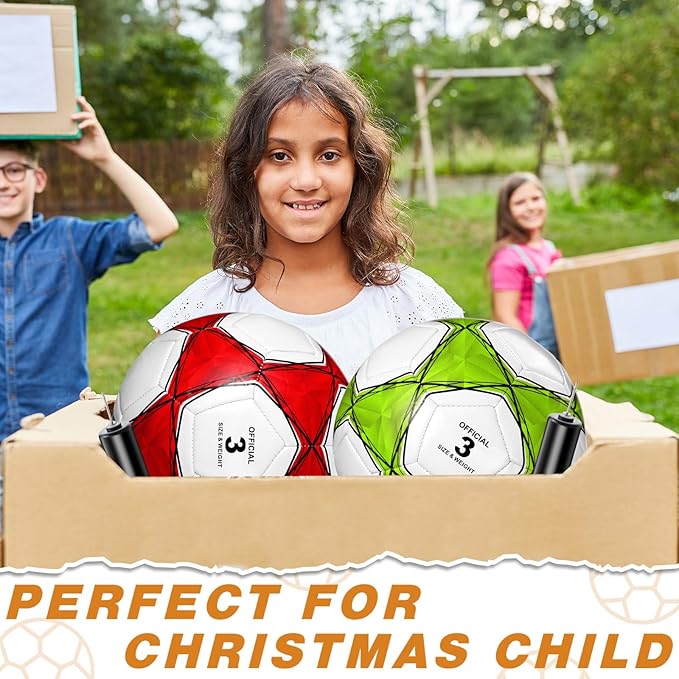 6 Pcs Operation Christmas Soccer Ball Bulk with Pump Needles, Official Deflated Soccer Ball Gift for Youth Adult Game Training Practice Christian Charity Donation Supplies