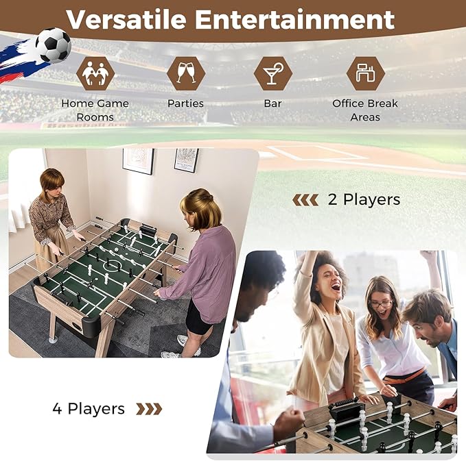 GYMAX Foosball Table, 54 Inch Full Size Soccer Table Game with 2 Balls, Foosball Table Adult Size for Home, Game Room, Office