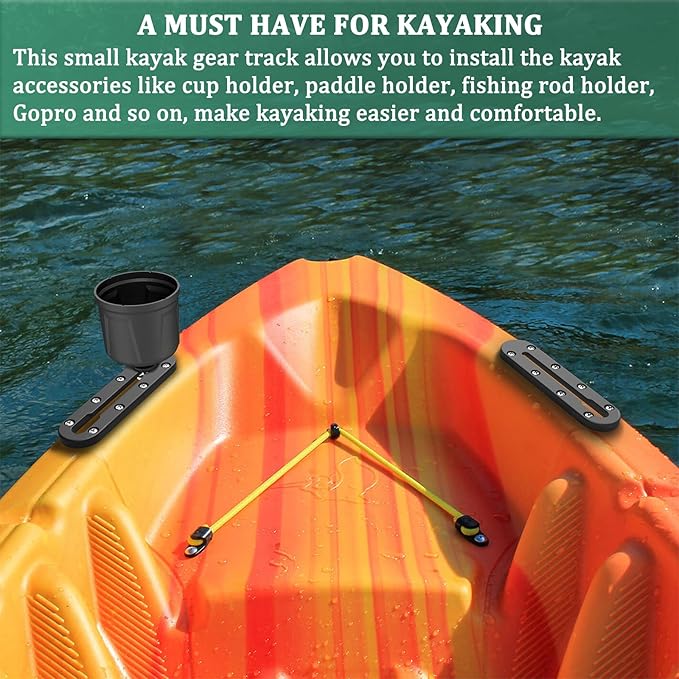 Kayak Track, Kayak Low Profile Track, Kayak Rail, Kayak Accessories Mount Track, Kayak Gear Track for Fishing Rod Holder, Fish Finder, Cup Holder, Anchor Cleats