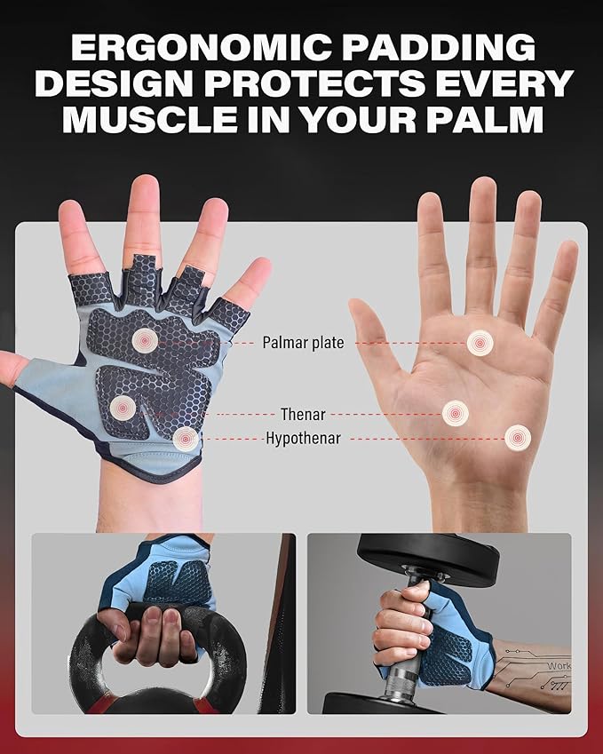 LIONCO Workout Gloves for Men Women,Weight Lifting Gloves with Breathable Gel Padded Excellent Grip for Gym Exercise,Cycling,Weightlifting,Fitness Training,Pull Ups and Climbing and Rowing