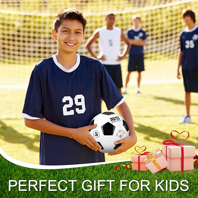 Shappy 4 Pcs Deflated Soccer Balls Bulk with Pump Mesh Bag Operation Christmas Official Size 3 4 5 Indoor Outdoor Colorful Game Sport Gift for Child Adult School