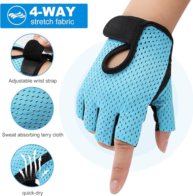 Workout Gloves, Black Gloves for Men Women, Breathable Half-Finger Fitness Exercise Gloves, Anti-Callus Glove