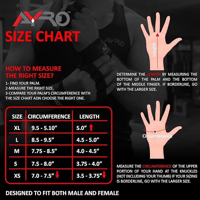 AYRO Workout Gloves for Men & Women – Ventilated Weight Lifting Gloves with Wrist Support - Gym Gloves for Men, Breathable Palm Padding, Non-Slip Grip – Ideal for Gym, Fitness, Cross Training