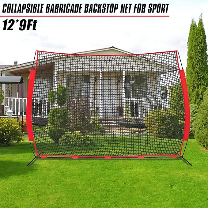 portable Portable Backstop Barrier Netting - multi-Sport lacrosse soccer basketball tennis protective screen with Carry Bag