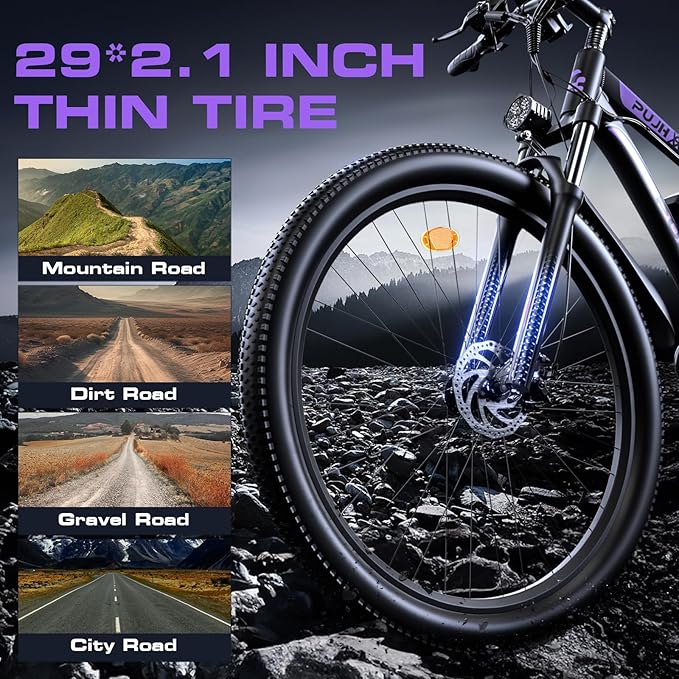 Electric Bike for Adults with Peak 1500W, 80Miles 32MPH Commuting Electric Mountain Bike, 48V 17.5Ah Removable Battery 21-Speed Disc Brakes, 29" Tires and Front Suspension