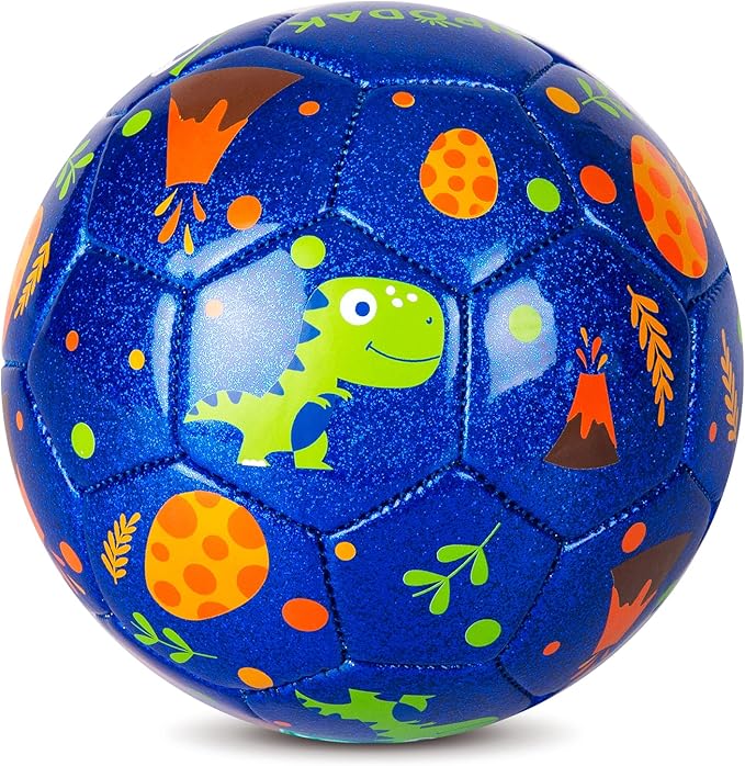 Kids Soccer Ball Size 2 Size 3 Size 4 Glitter Unicorn Dinosaur- For Toddlers Kids Age 1-3 3-8 8-12 - Sports & Outdoors Ball Inflatable with Pump - Gift for Girls Boys Children Youth School Birthday