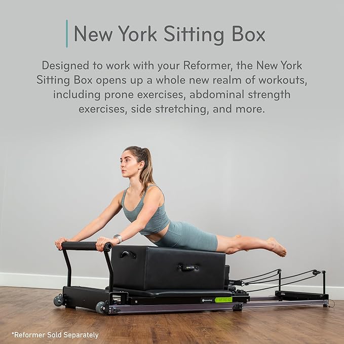 Balanced Body New York Sitting Box for Pilates Reformer, Pilates Equipment for Home Workouts and Professional Studio Use, Fits All Balanced Body Wood Reformers and Metro IQ Reformers