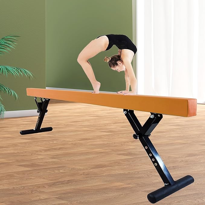 Adjustable Balance Beam Gymnastics Beam 8 FT Adjustable Height Beams for Kids, High and Low Floor Beams,Gymnastics Equipment for Kids Adults Training at Home and Gym Center