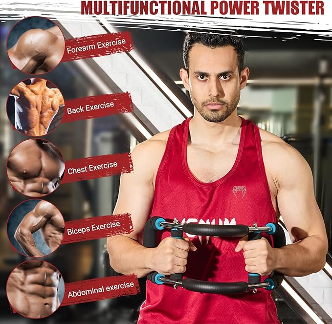 Twister Arm Trainer, Adjustable Twister Arm Chest Exerciser with 2/4 Spring & Training Poster for Men & Women, Detachable Power Twister Home Fitness Equipment for Enhancing Upper Body Muscle