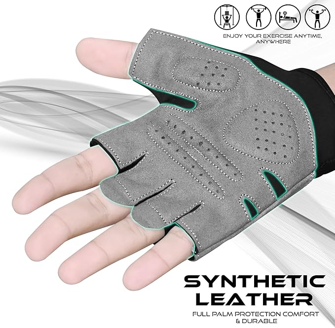 Gym Gloves Fitness Training Anti Slip Shock-Absorbing Weight Lifting Gloves Padded Grip Breathable Fingerless Workout Support for Men Women Cycling Exercise