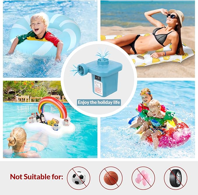 Bestrip Electric Air Pump, Air Pump for Inflatables Air Mattress Couch Pool Floats，Inflatables Boat Raft Toys, AC/DC Pump