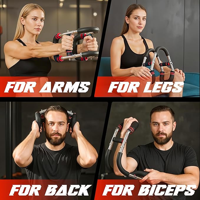 Twister Arm Trainer for Men and Women, 33 - 120lb Adjustable Chest Workout Equipment Power Twister with 4 Springs & Training Poster for Home Fitness, Forearm Strength Training and Upper Body Exercise