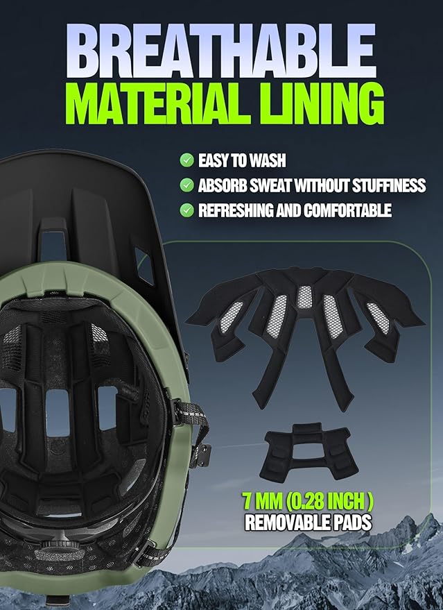 Mountain Bike Helmet for Adults & Youth Lightweight Impact-Resistant with Adjustable Dial & Removable Visor Unisex Helmet for Mountain Biking Bicycle Clcying