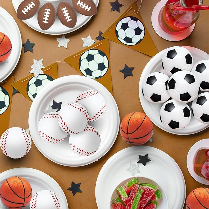 60 Pieces Sports Stress Balls for Kids Mini Footballs Ball, Soccer, Basketball, Baseball Foam Squeeze Stress Balls for Anxiety Relief Relaxation, Sport Party Favor Class Prize Birthday Pet Toys