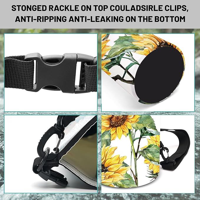 Waterproof Dry Bag,Roll Top Summer Sunflowers Small Waterproof Backpack 5L/10L/20L Floating and Lightweight Bags for Kayaking, Boating, Fishing, Swimming and Camping with Waterproof Phone Case