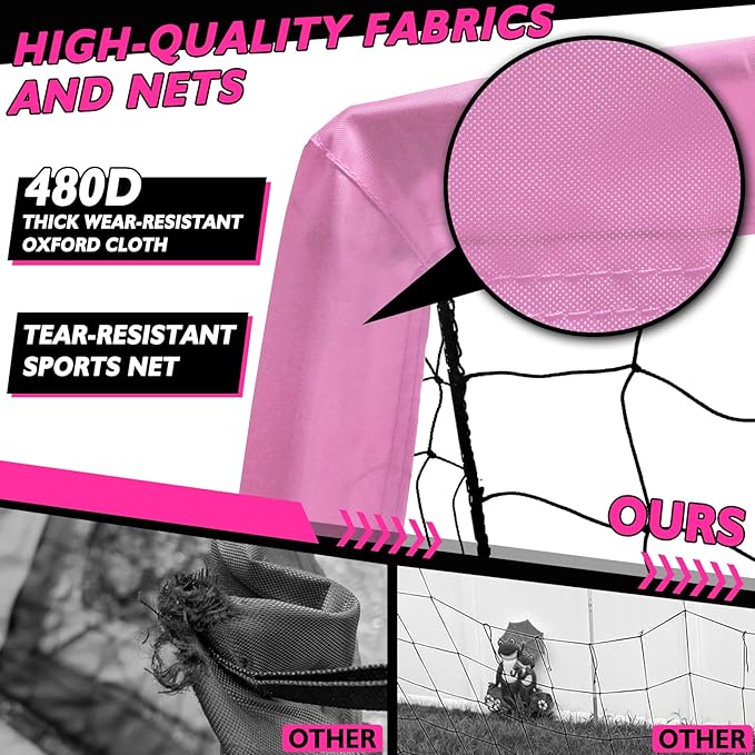 5×3 6x4 9x5 FT Portable Kids Soccer Goal for Backyard, Foldable Soccer Practice Net with Carrying Bag for Toddler Youth Adult Pop Up Soccer Training Equipment Indoor and Outdoor Sports Game