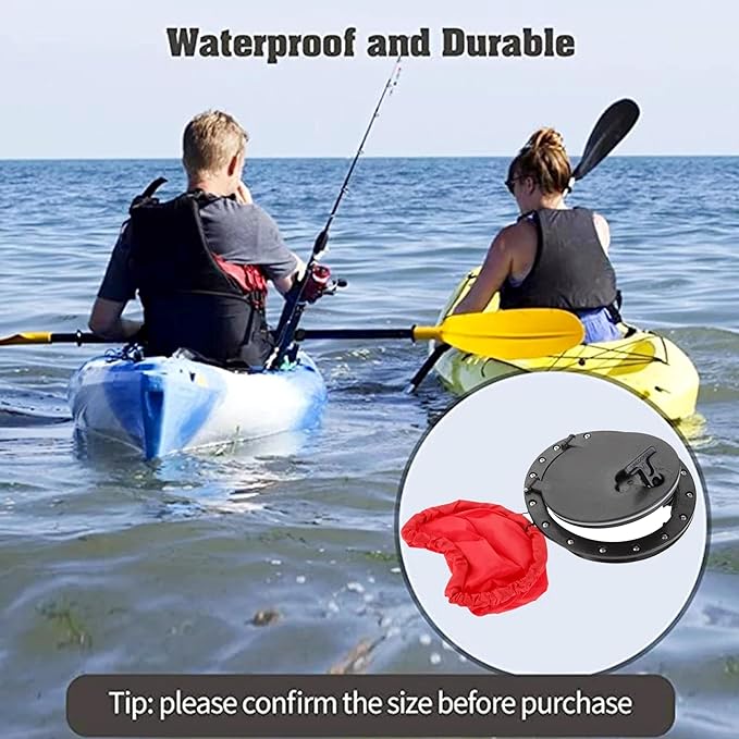 6/8/9 Inch Round Hatch Cover Deck Plate ABS Accessories Hatch Cover with Red Waterproof Bag for Kayak Boat Fishing Rigging