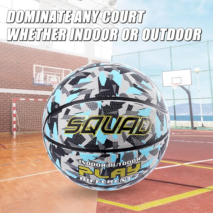 SQUAD NightPlay Reflective Basketball Size 5, Size 7 - Cool Holographic Glow Basketball for Night Game, Ideal Gift for Boys Girls 10-14 Year Old, Cool Teen Toys