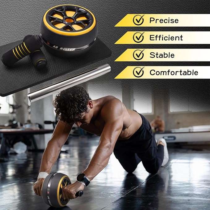 Ab roller wheel abdominal exercise core workout weight loss no noise easy to assembling light weight perfect home gym equipment for men & women