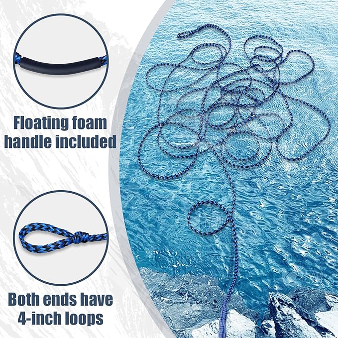 Boat Tow Rope 60ft 3-6K, Floating Ropes for Towable Tubes，Watersport Accessories