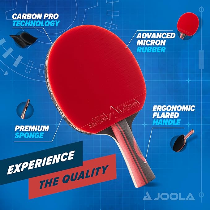 JOOLA Infinity Edge - Tournament Performance Ping Pong Paddle w/ Carbon Pro Technology - Black Rubber on Both Sides - Competition Ready - Table Tennis Racket for Advanced Training - Designed for Speed