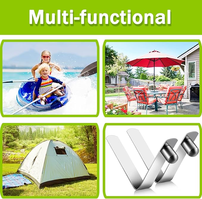 Moxweyeni 8 Pieces Push Button Spring Clips Tent Pole Clips Stainless Steel Kayak Paddle Spring Snap Clips Locking Tube Pin for Camping Kayak Paddle Tent Pole