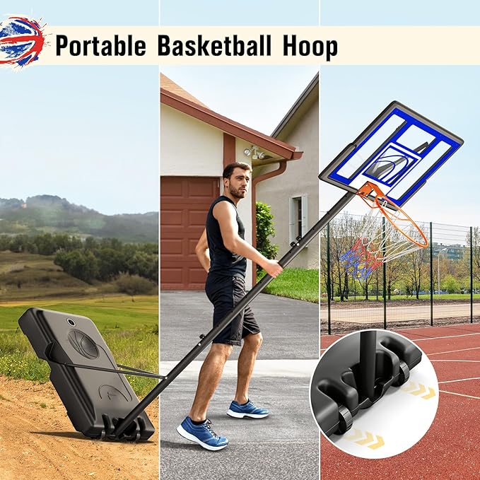 TONBUX Adjustable Basketball Hoop Outdoor 10FT, Basketball Portable Hoops & Goals, 44 Inch Backboard, for Kids, Youth, and Adults in The Backyard, Driveway