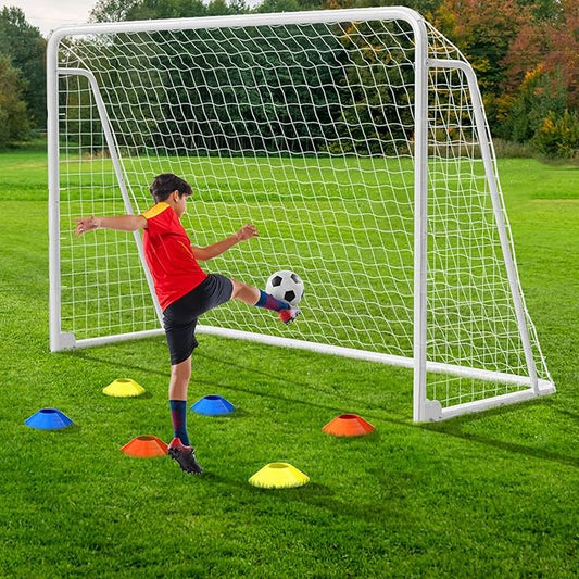 NAIZEA Soccer Goal - 12x6FT/16x7FT/10x6FT/8x6FT/6x4FT Soccer Goals for Backyard - Metal Soccer Goals for Youth Adult - Multiple Sizes Colors - Perfect for Games Indoor Outdoor Practice