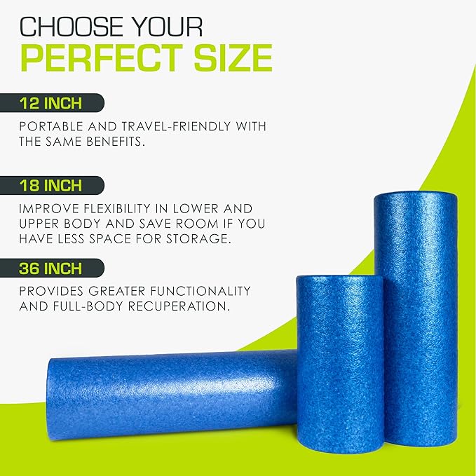 ProsourceFit High Density Foam Rollers 36 - inches Long,Firm Full Body Athletic Massage Tool for Back Stretching, Yoga, Pilates, Post Workout Muscle Recuperation