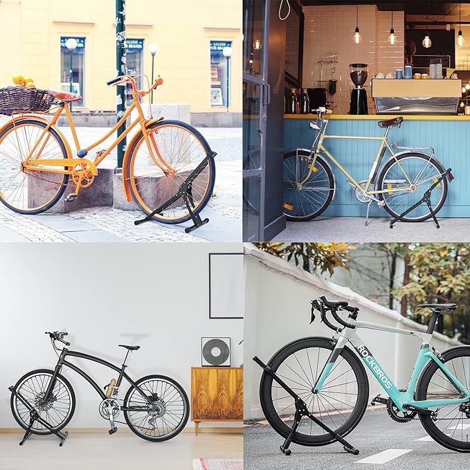 RELIANCER Adjustable Bike Storage Stand,Bicycle Floor Parking Rack,Steady Bike Wheel Holder Fit All Mountain & Road Bikes,Indoor Outdoor Cycling Storage Organizer,Apartment Garage Cycle Tires Holder