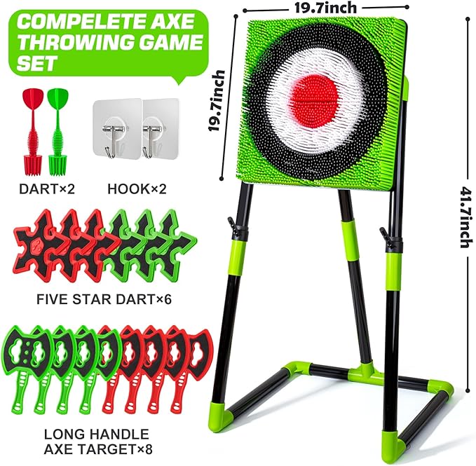 Axe Throwing Target Game for Backyard with 8 Throwing Axes Set,Indoor &Outdoor Activities for Kids,Hunting Games for Family, Birthday Gift for Boys Girl, Carnival Games