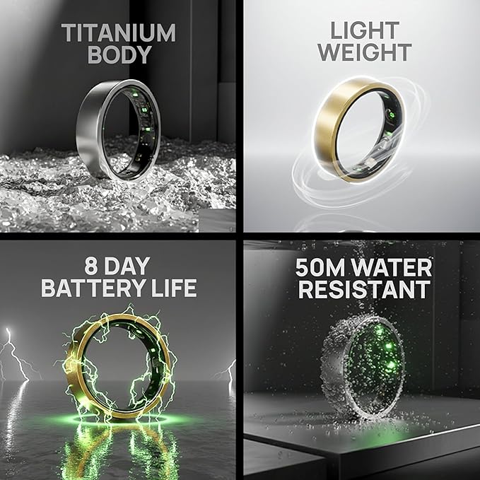 HART Smart Ring - Health & Fitness Tracker for Men & Women, 8+ Day Battery, Tracks Heart Rate, Stress, Activity, Weight Loss Buy Sizing Kit, Wearable Ring for Women Daily Routine, Sleep Tracker